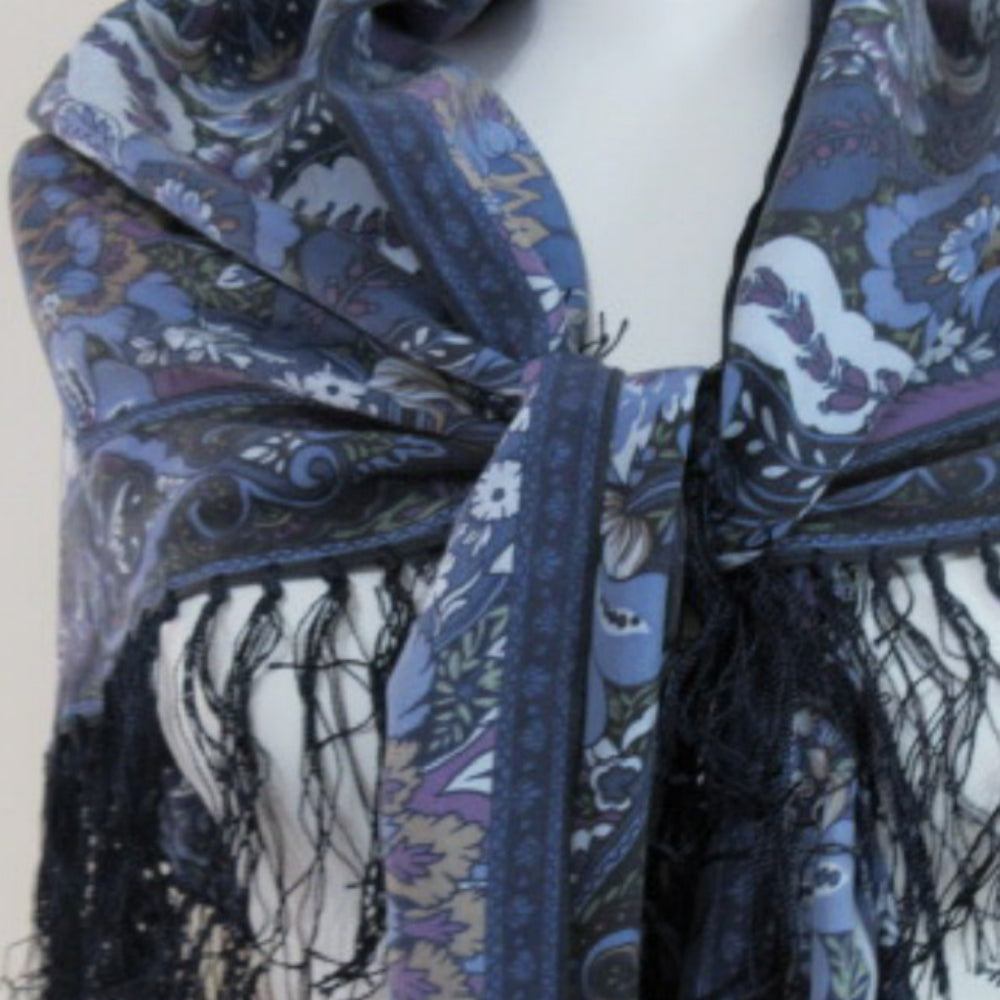 TALBOTS Designer Floral Triangle Shawl Silk Scarf - Wrap – 2029