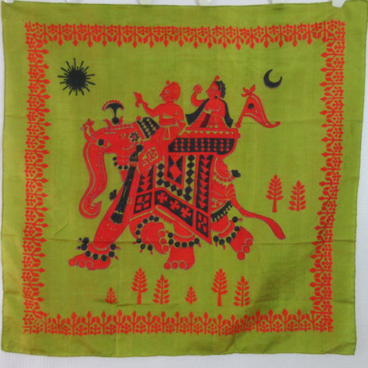 Indian Design Silk Scarf - Square - 2033