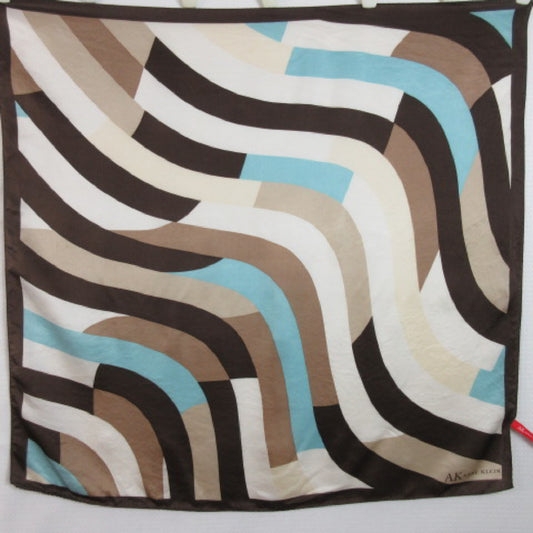 ANNE KLEIN Designer Geometric Silk Scarf - Square - 2056