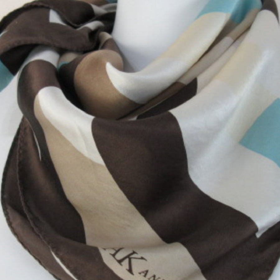 ANNE KLEIN Designer Geometric Silk Scarf - Square - 2056