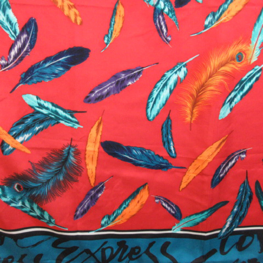 Express Feathers Design Silk Scarf - Square - 2088
