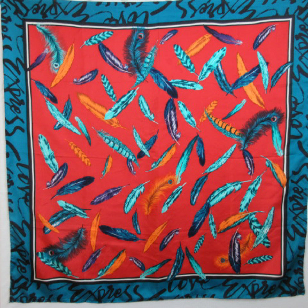 Express Feathers Design Silk Scarf - Square - 2088