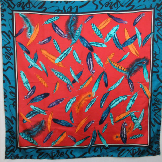 Express Feathers Design Silk Scarf - Square - 2088