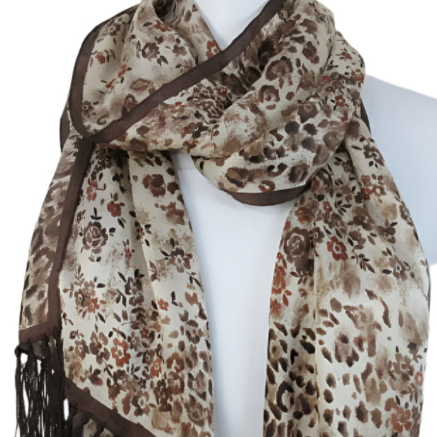 Animal Print Silk Scarf - Long - 2116