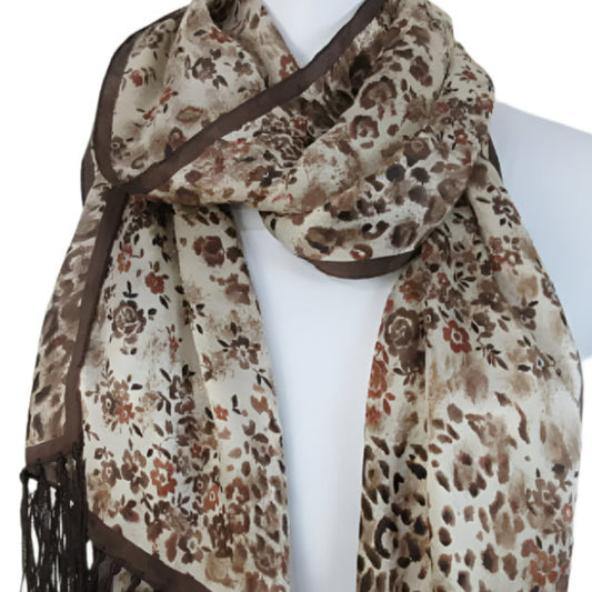 Animal Print Silk Scarf - Long - 2116