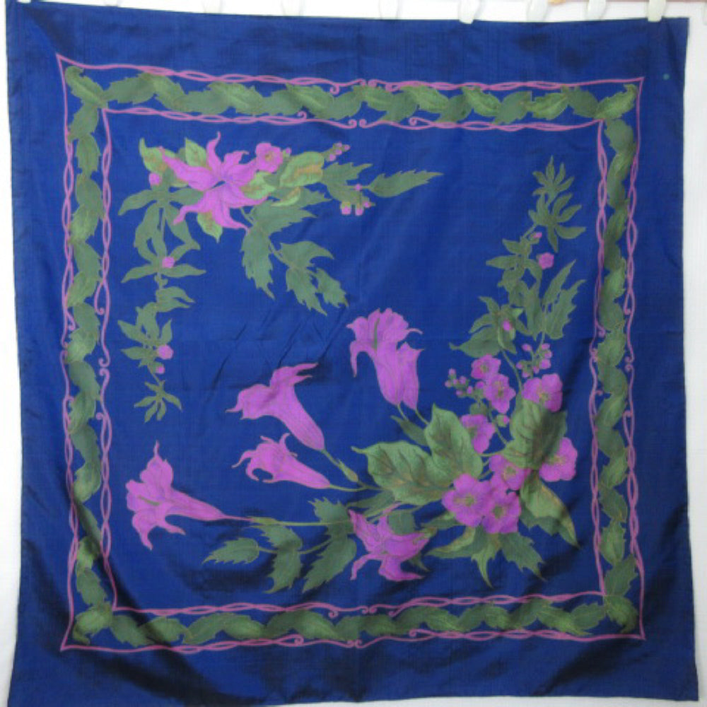 Thai Silk Scarf Floral Art - Square - 2176