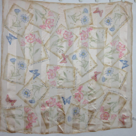 Floral Butterflies Silk Scarf - Square - 2297
