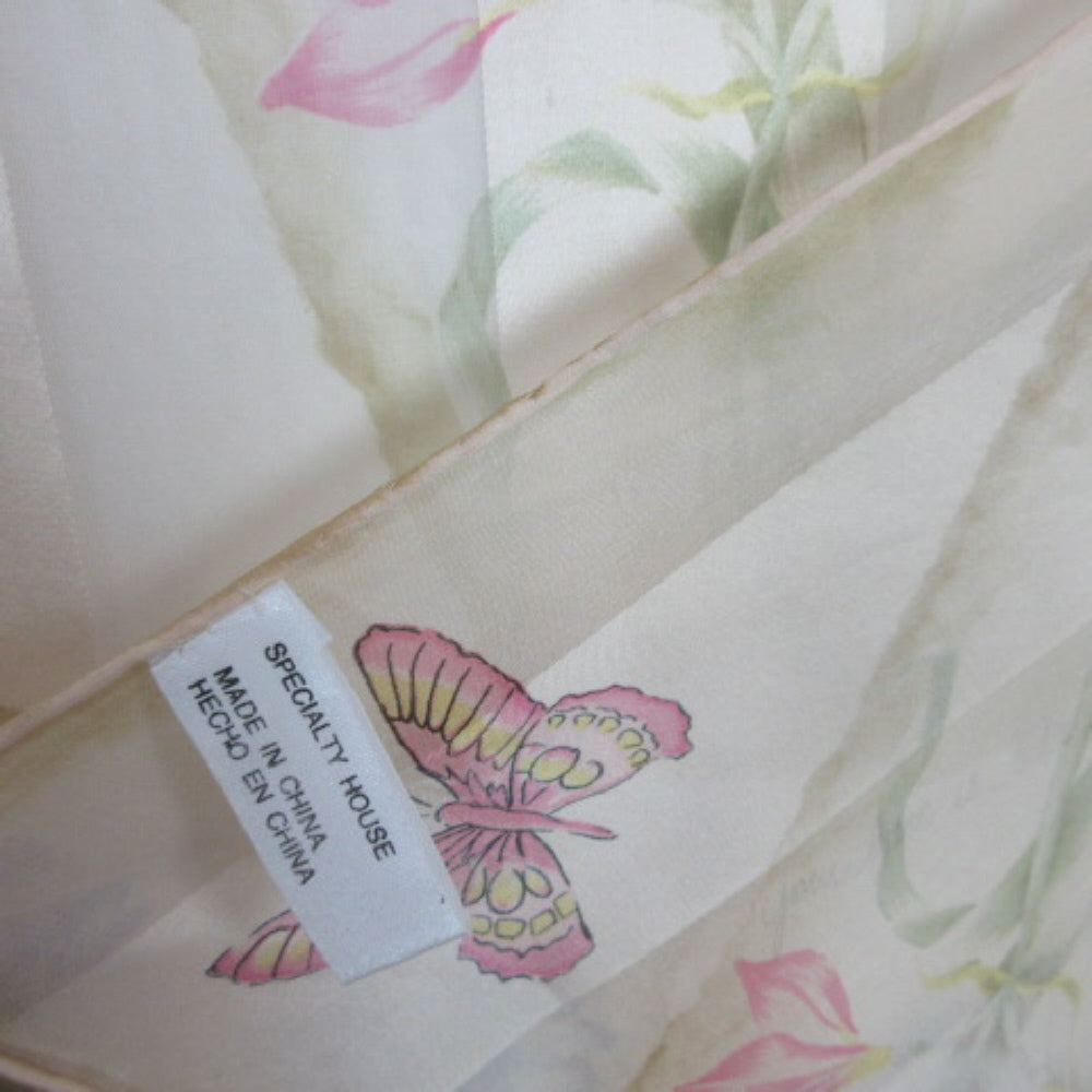 Floral Butterflies Silk Scarf - Square - 2297
