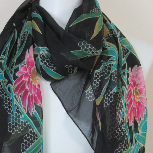 Frangi Designer Floral Silk Scarf - Long - 5443
