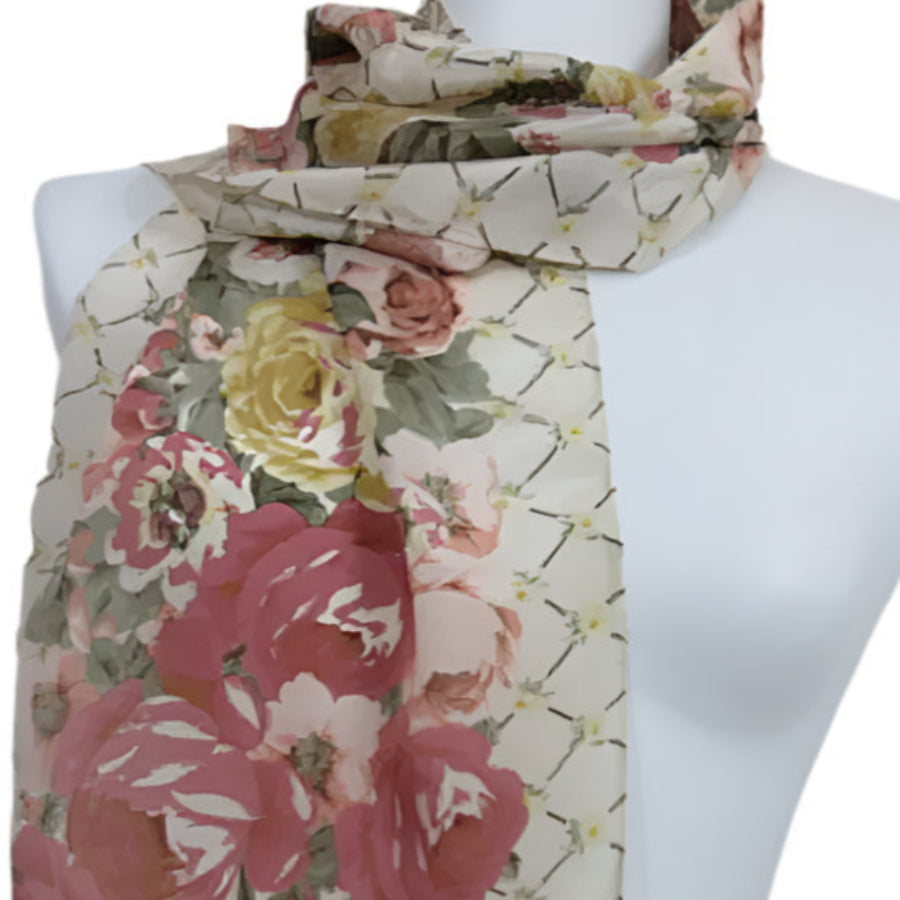 Oscar de la Renta Silk Scarf - Long Floral - 2322