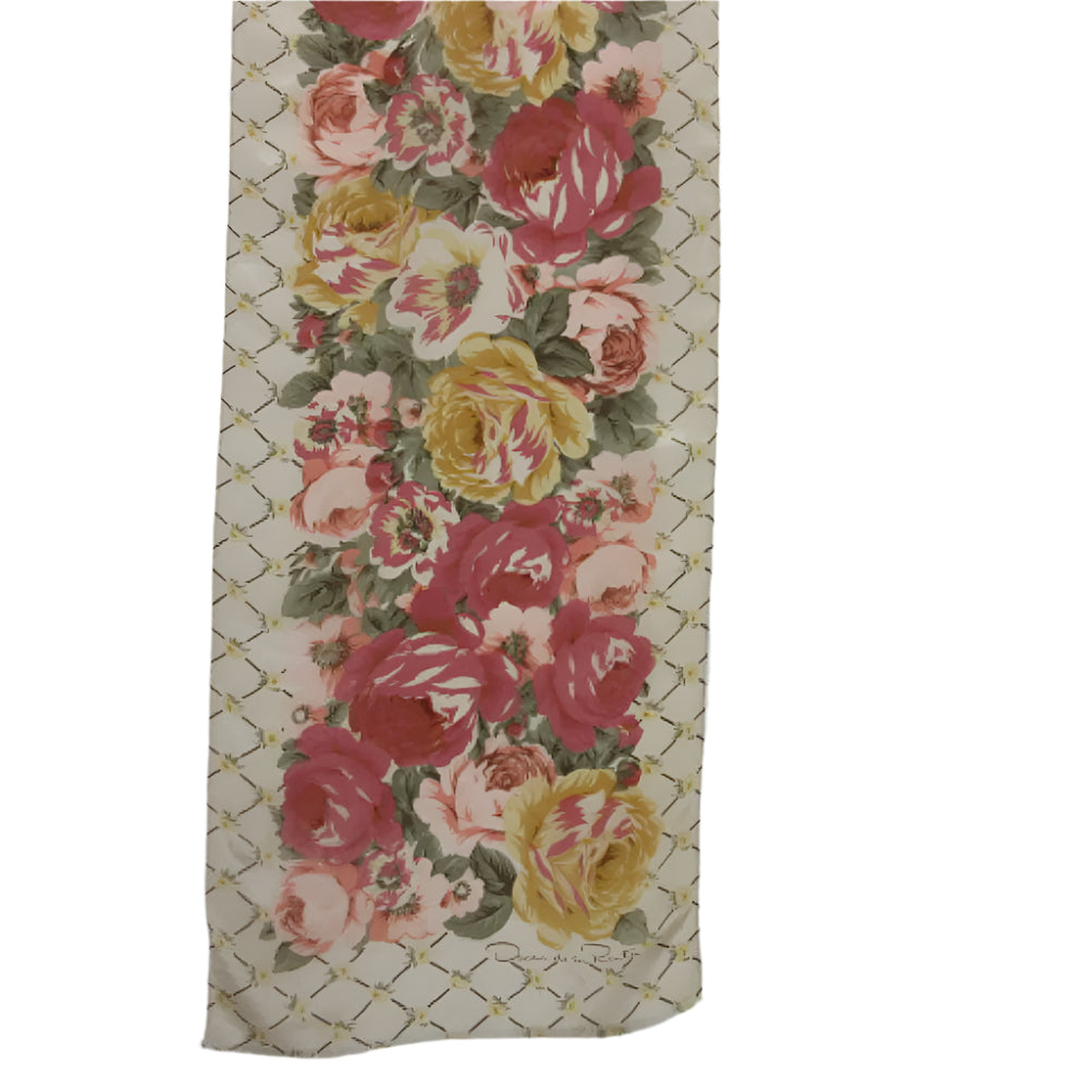 Oscar de la Renta Silk Scarf - Long Floral - 2322