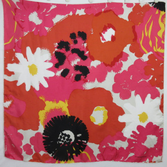 CLUB MONACO Silk Scarf - Bright Floral - 34" Square - 2356