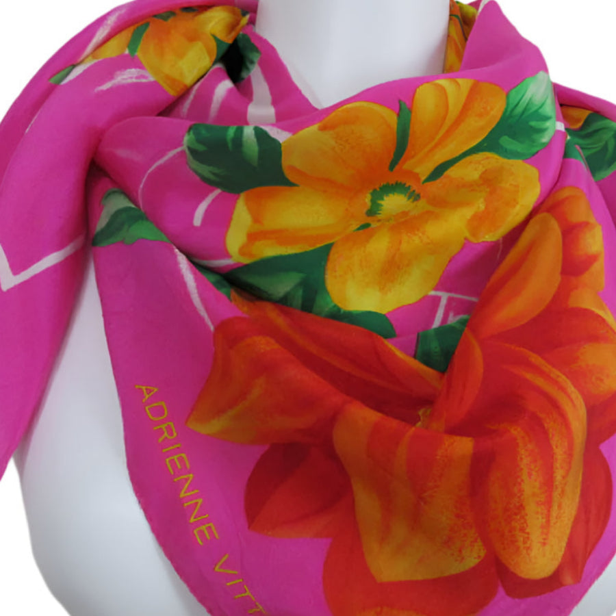 Adrienne Vittadini Floral Silk Scarf - Square - 2588