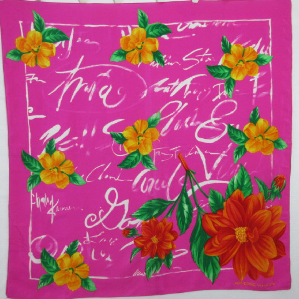 Adrienne Vittadini Floral Silk Scarf - Square - 2588