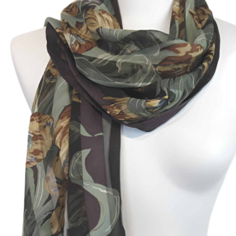 Jones New York Floral Silk Scarf - Long - 5375