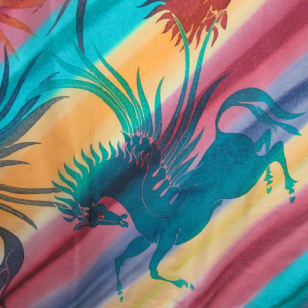 Artist Signed Silk Scarf - Square - Pegasus - 2597