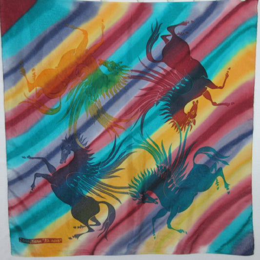 Artist Signed Silk Scarf - Square - Pegasus - 2597