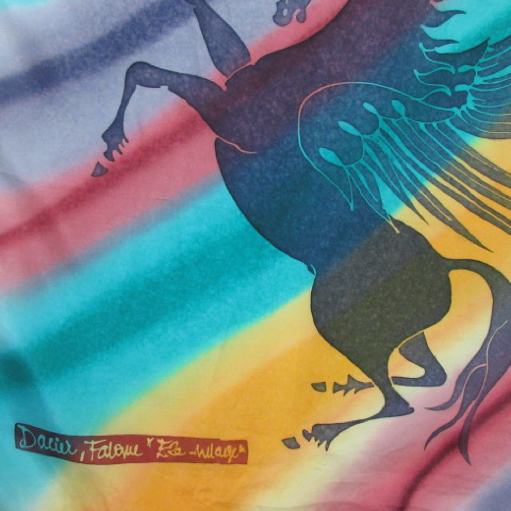Artist Signed Silk Scarf - Square - Pegasus - 2597