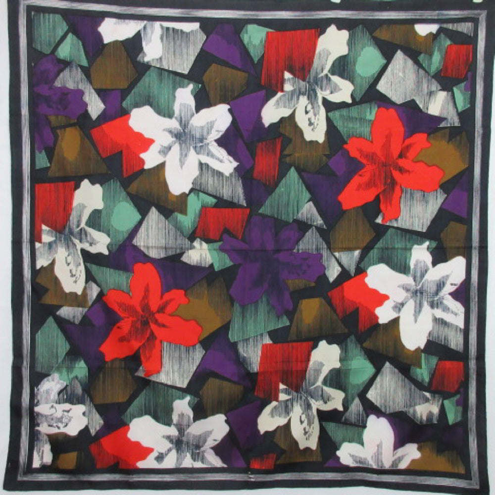 Thai Floral Silk Scarf - Square 2611