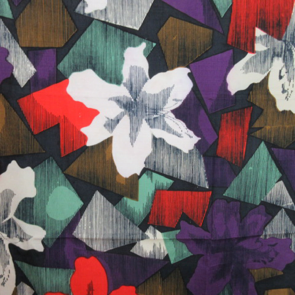 Thai Floral Silk Scarf - Square 2611