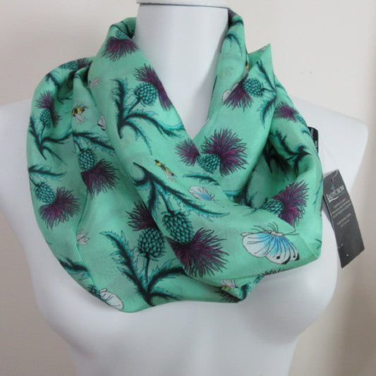 Lady Crow Floral Silk Scarf Necklace - Scotland - Long NWT – 2626