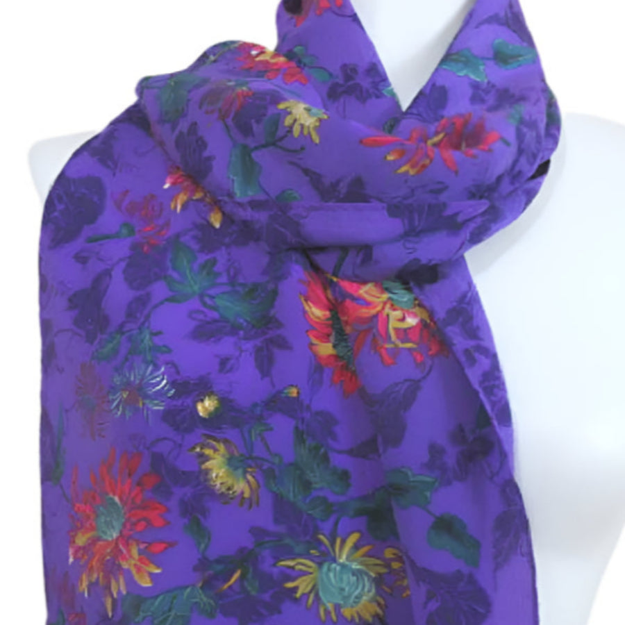 Ellen Tracy Floral Silk Scarf - Long 2642