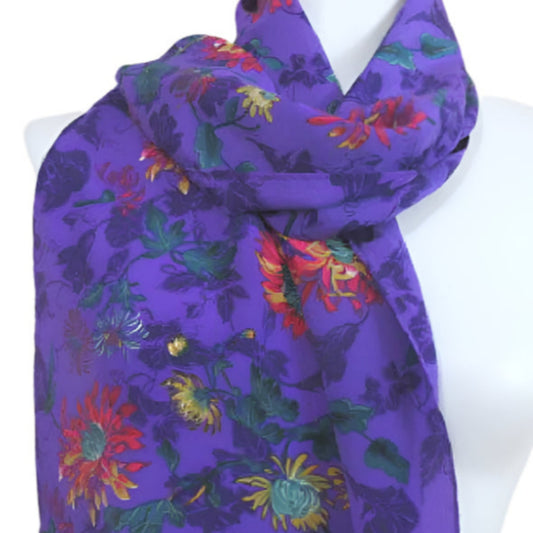 Ellen Tracy Floral Silk Scarf - Long 2642