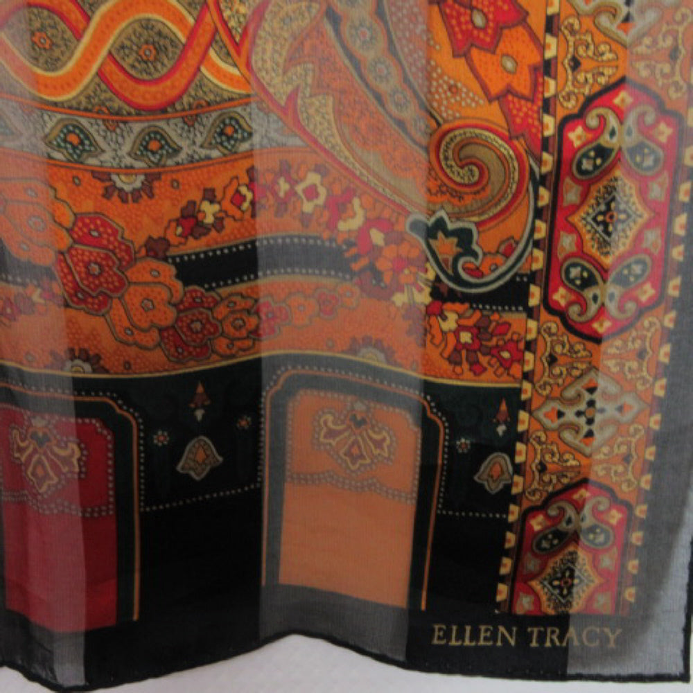 Ellen Tracy Paisley Abstract Silk Scarf - Long – 2662