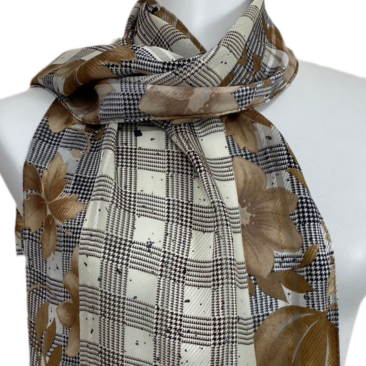 Jones New York Floral Houndstooth Silk Scarf - Long – 5227