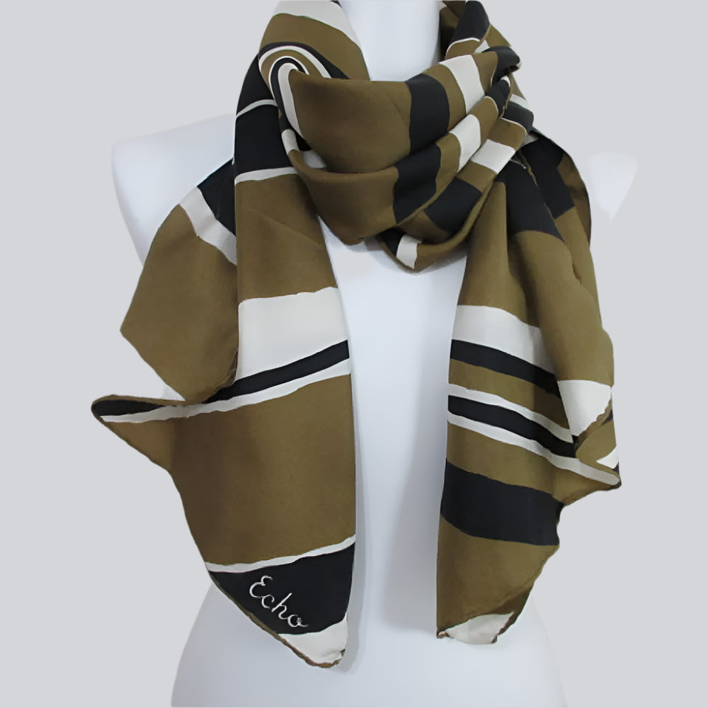 Echo Abstract Silk Scarf - Long 2802