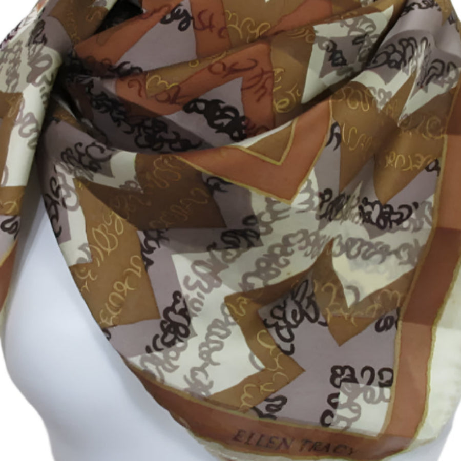 Ellen Tracy Art Abstract Silk Scarf - Square 2839