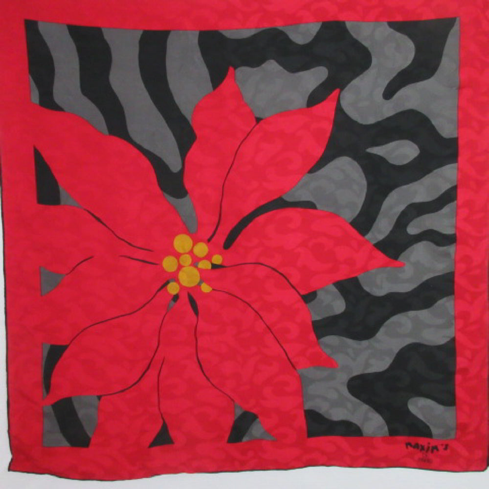 Maxim's de Paris Art Poinsettia Silk Scarf - Square - 2868