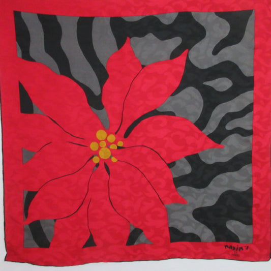 Maxim's de Paris Art Poinsettia Silk Scarf - Square - 2868