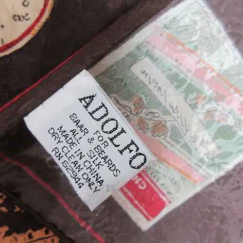 ADOLFO Silk Scarf - Designer Wine Labels Square - 2923