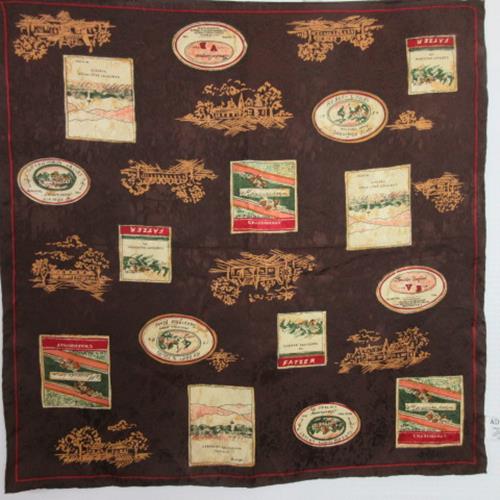 ADOLFO Silk Scarf - Designer Wine Labels Square - 2923