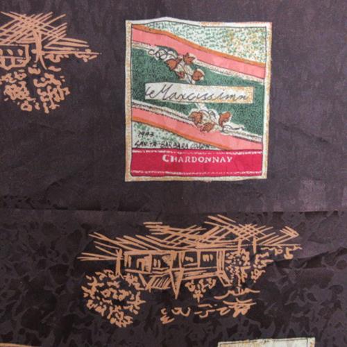 ADOLFO Silk Scarf - Designer Wine Labels Square - 2923