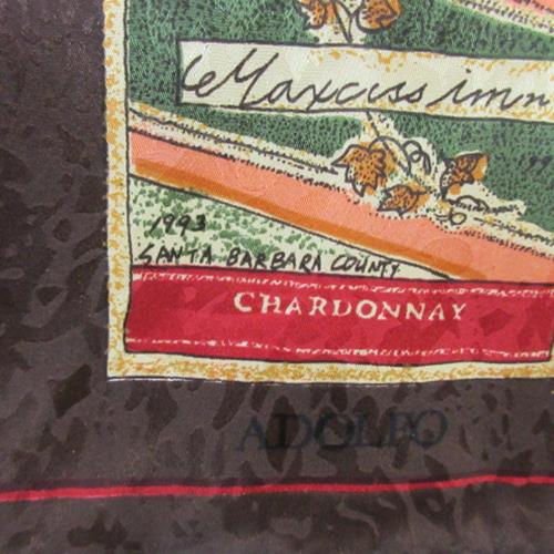 ADOLFO Silk Scarf - Designer Wine Labels Square - 2923