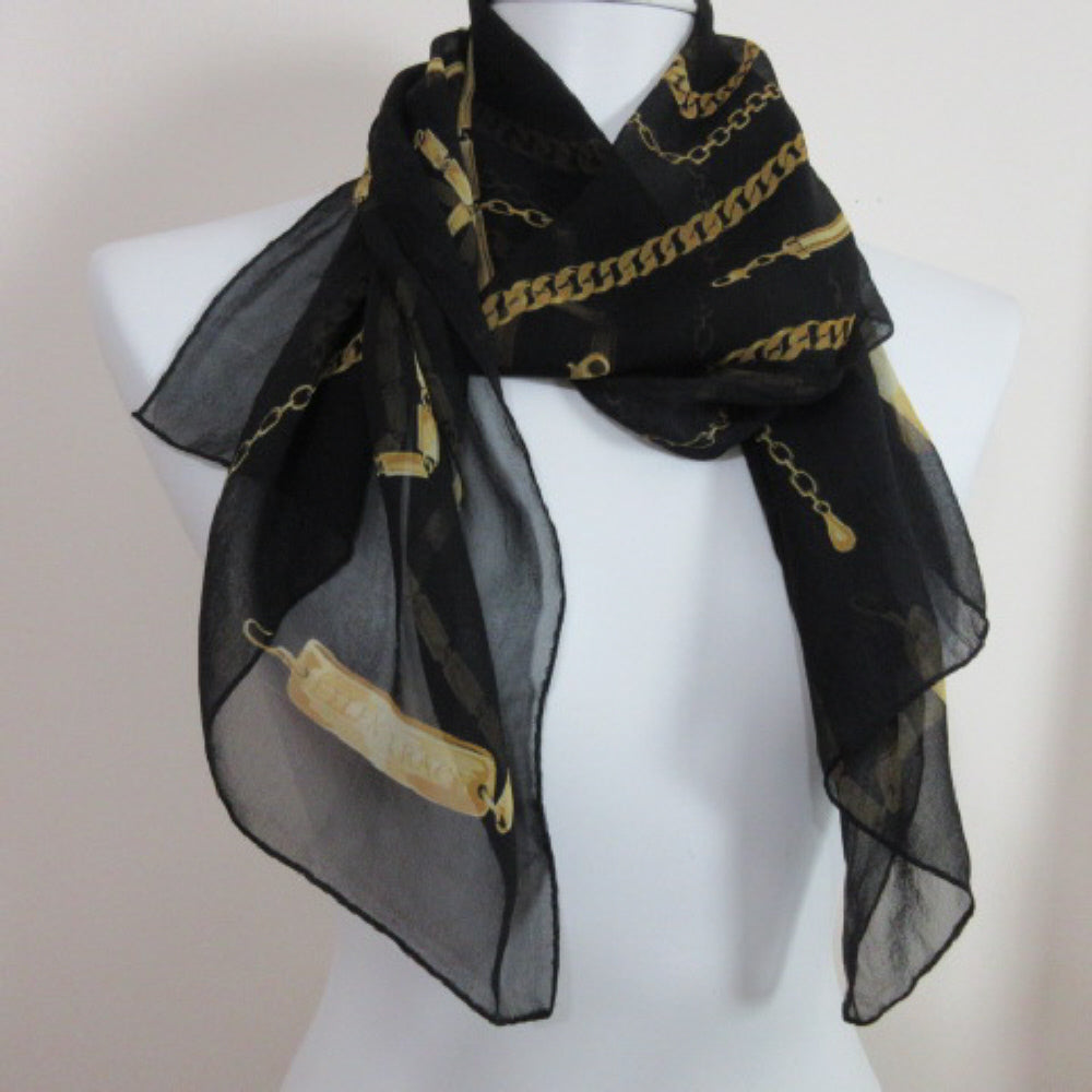 Ellen Tracy Chains Chiffon Silk Scarf - Long 2942