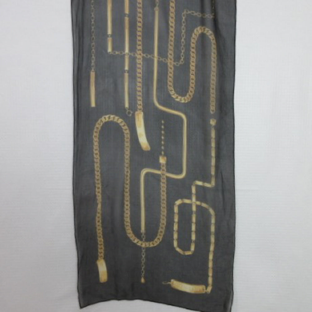 Ellen Tracy Chains Chiffon Silk Scarf - Long 2942