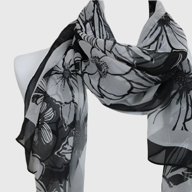 Brighton Floral Chiffon Silk Scarf - Long - 2953