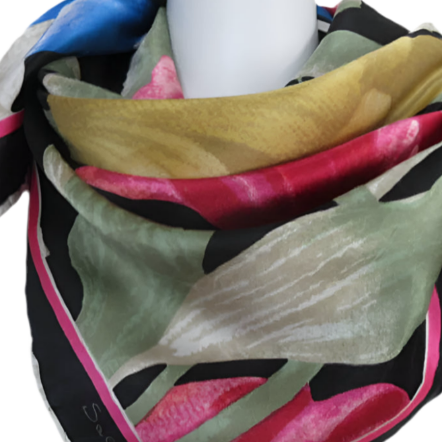 SALDARINI Silk Scarf - Square Vintage Floral - 3861