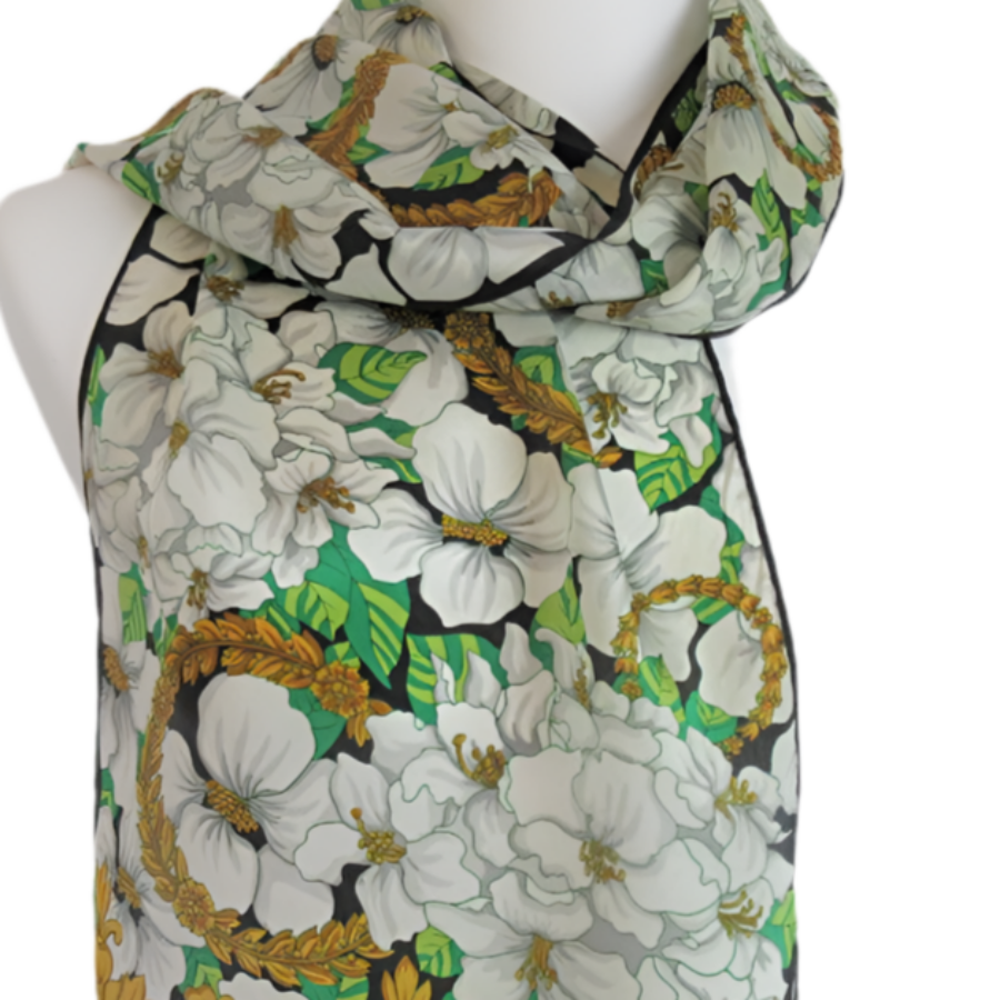 Honey Floral Silk Scarf - Long - 5318