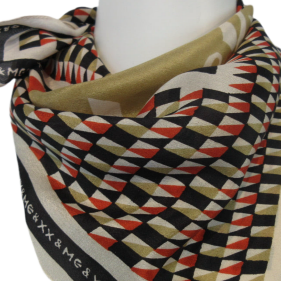 MEXX Geometric Silk Scarf - Small 21" Square - 5395