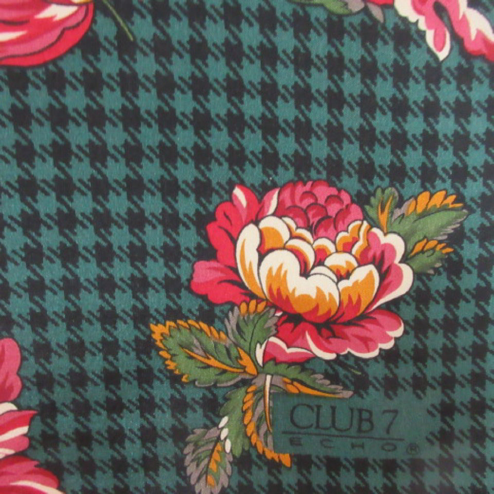 Echo Houndstooth Floral Silk Scarf - Long