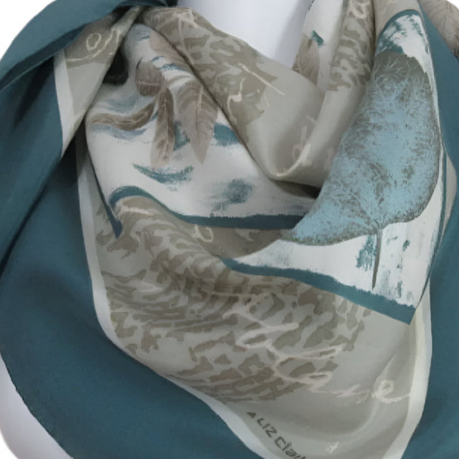 Liz Claiborne Leaves Nature Silk Scarf - Square – 3127