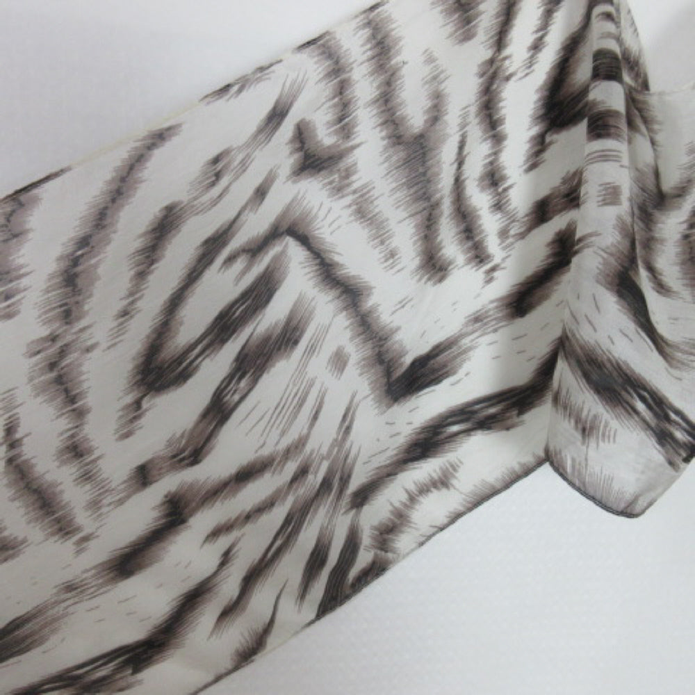 Fringed Animal Print Silk Scarf - Long - 3170
