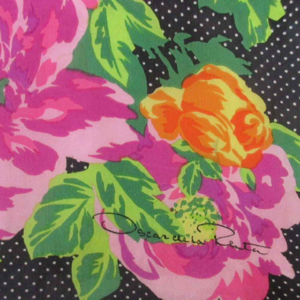 WOW! Oscar de la Renta Floral Polka Dot Silk Scarf - Long - 3308