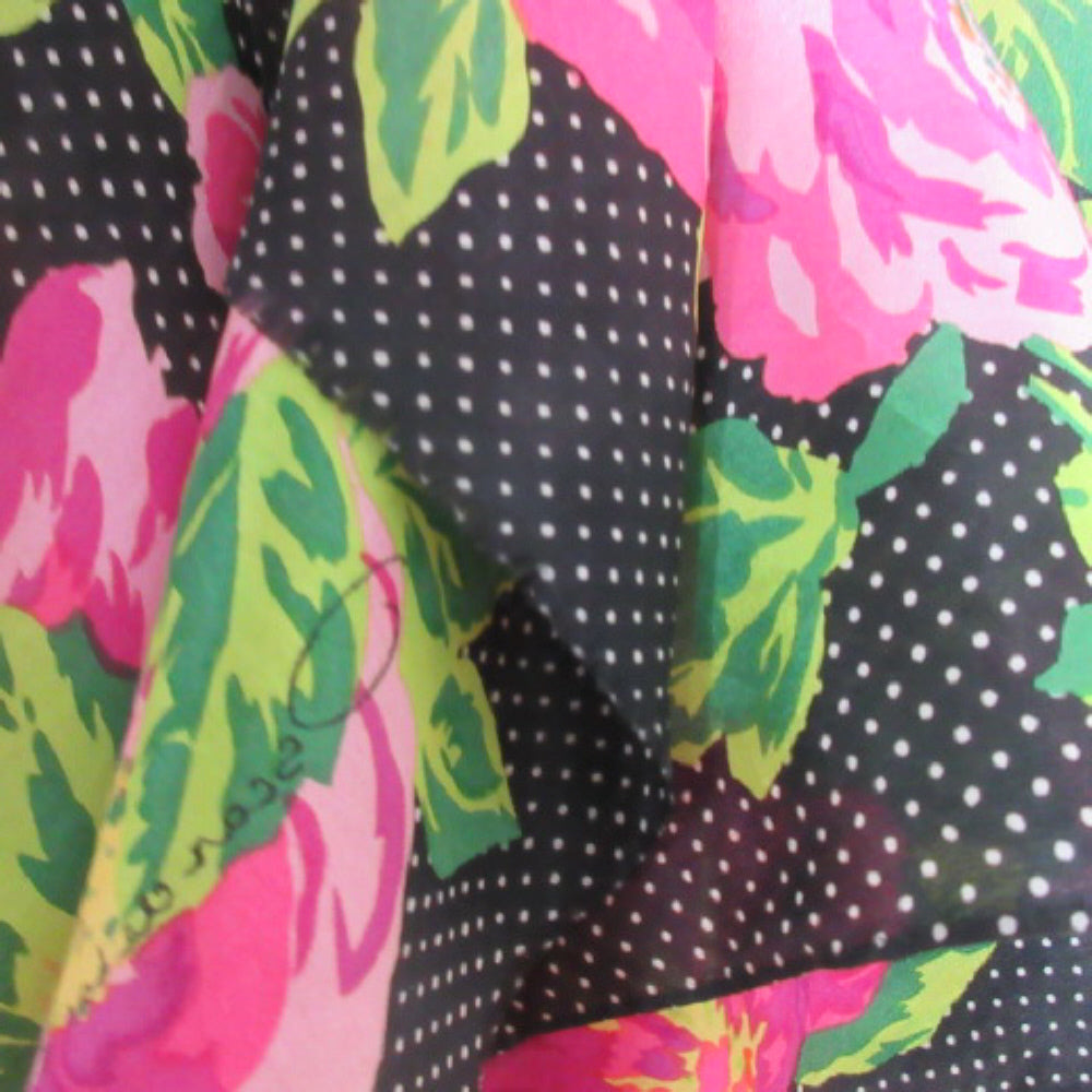 WOW! Oscar de la Renta Floral Polka Dot Silk Scarf - Long - 3308