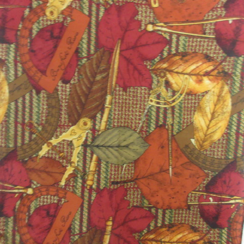 Autumn Leaves Math Instruments Design Silk Scarf - Long - 3327