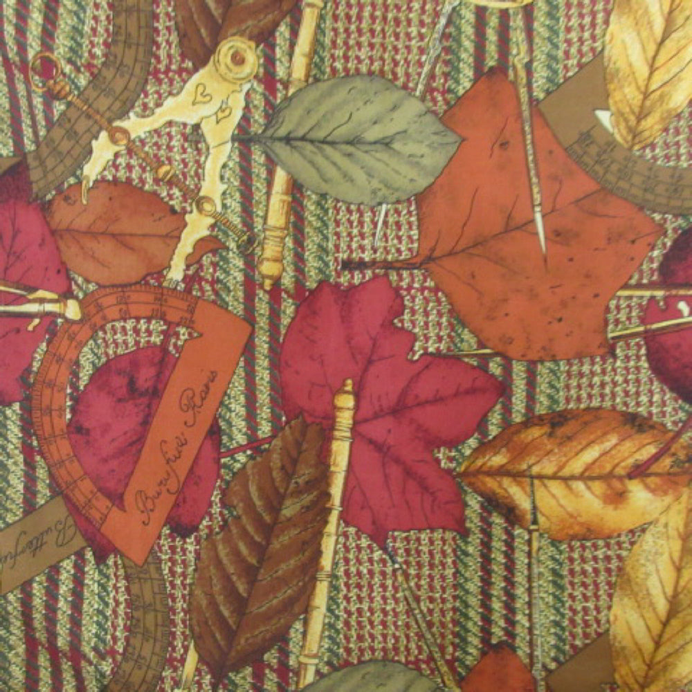 Autumn Leaves Math Instruments Design Silk Scarf - Long - 3327